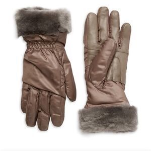 🆕️UGG Shearling-Trim Leather-Palm Gloves water resistant touchscreen📲🧤  …